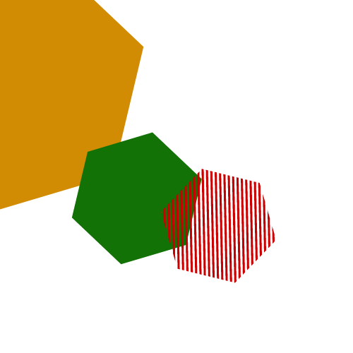 Ein rein dekoratives Bild von geometrischen Mustern in den Farben senfgelb, grün und rot.